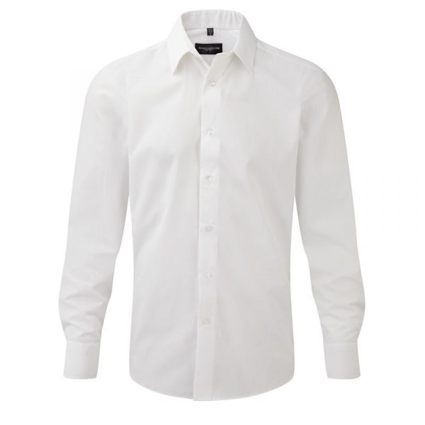 Men’s Long Sleeve Polycotton Easy Care Tailored Poplin Shirt