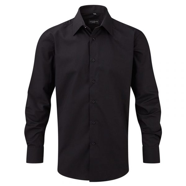 Men’s Long Sleeve Polycotton Easy Care Tailored Poplin Shirt