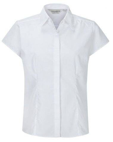 Ladies’ Cap Sleeve Polycotton Easy Care Fitted Poplin Shirt