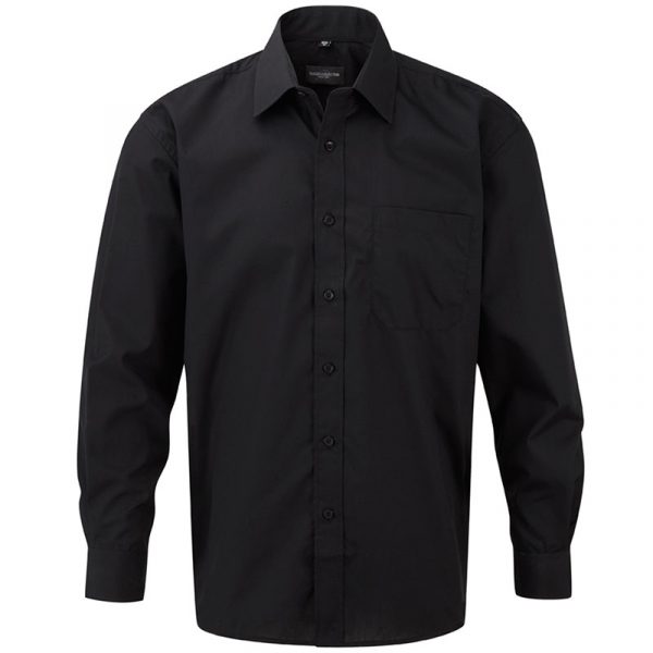 Men’s Long Sleeve Polycotton Easy Care Poplin Shirt