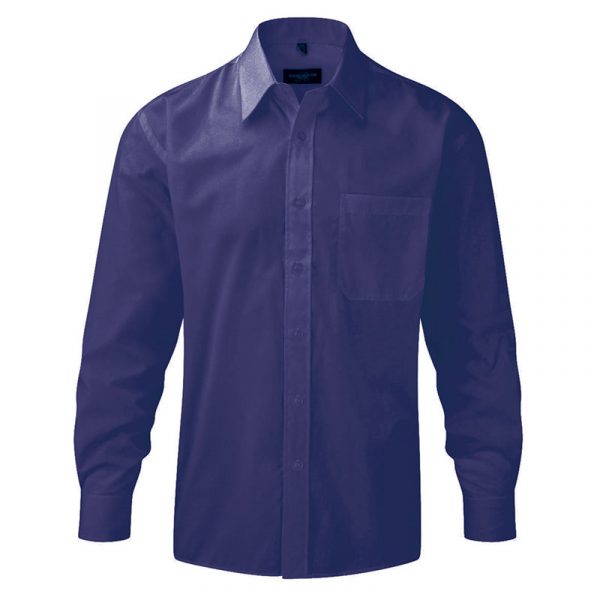 Men’s Long Sleeve Polycotton Easy Care Poplin Shirt