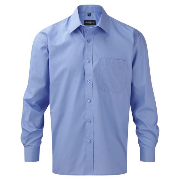 Men’s Long Sleeve Polycotton Easy Care Poplin Shirt