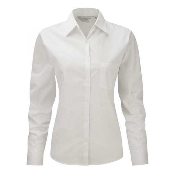 Ladies’ Long Sleeve Pure Cotton Easy Care Poplin Shirt