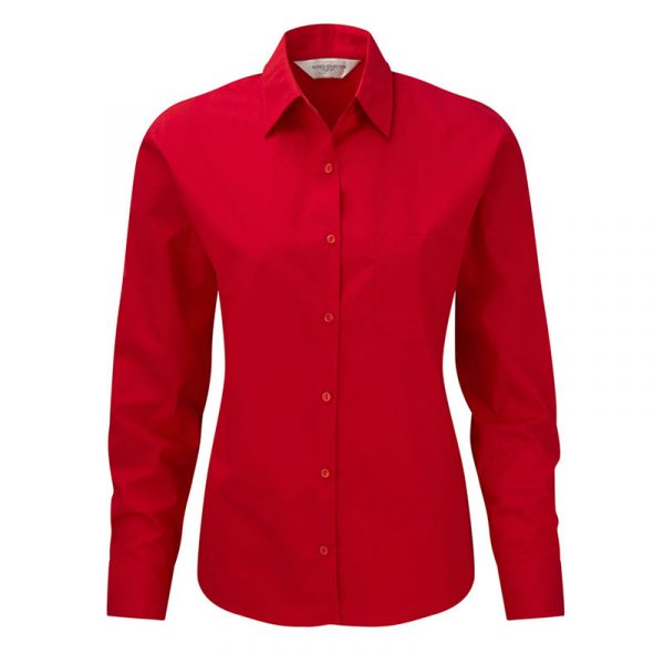 Ladies’ Long Sleeve Pure Cotton Easy Care Poplin Shirt