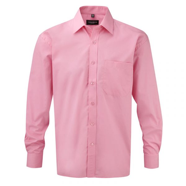 Men’s Long Sleeve Pure Cotton Easy Care Poplin Shirt