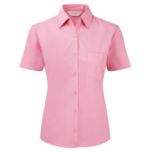 Ladies’ Short Sleeve Pure Cotton Easy Care Poplin Shirt