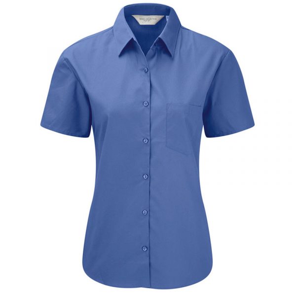 Ladies’ Short Sleeve Pure Cotton Easy Care Poplin Shirt