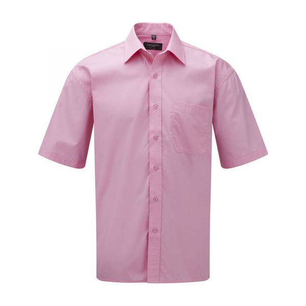Men’s Short Sleeve Pure Cotton Easy Care Poplin Shirt